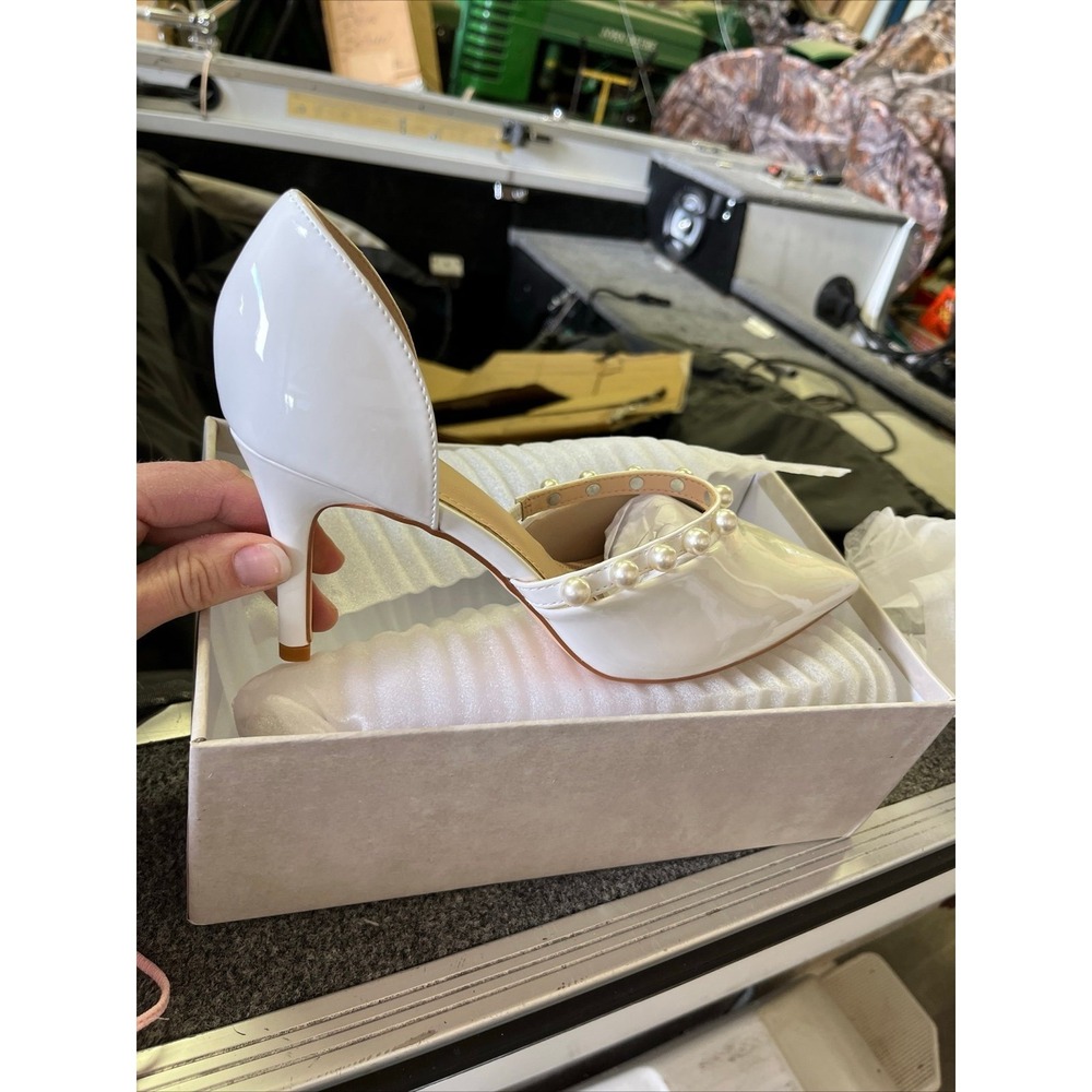 Heels Size 10 Women's Wedding Bridal pearl white high heels NIB size 10 formal - Picture 11 of 12